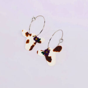 Cow earrings with flowers
