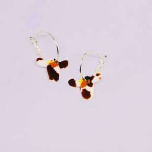 Cow earrings with flowers